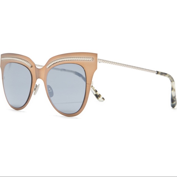 Bottega Veneta 50mm Core Cat Eye Sunglasses in Cream/Silver